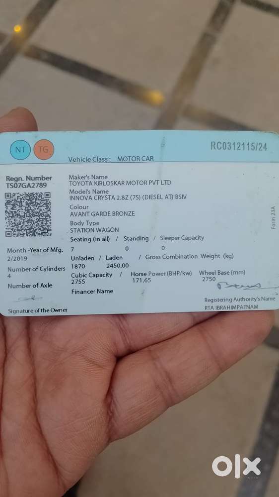 Toyota Innova Crysta 2.8z Automatic, 2019, Diesel