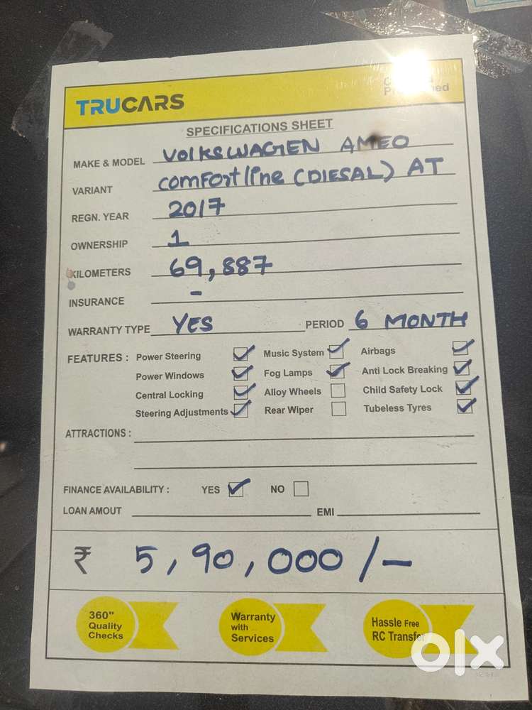 Volkswagen Ameo 1.5 Tdi Comfortline At, 2017, Diesel