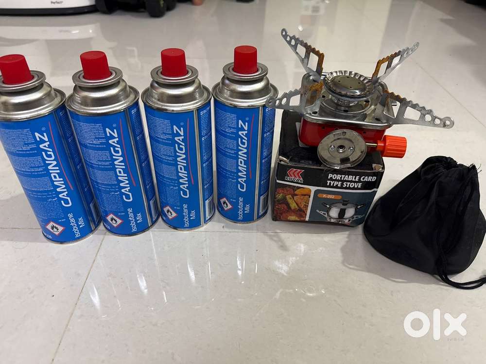 Camping Stove + 4 Sealed Isobutane Gas Canisters