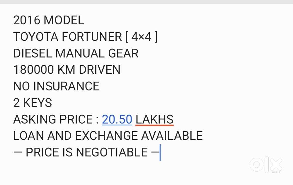 Toyota Fortuner 2.8 4wd Mt, 2016, Diesel