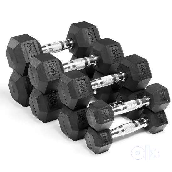 Gym Dumbells hex and Weight Plates Gym Fitness 1785558880