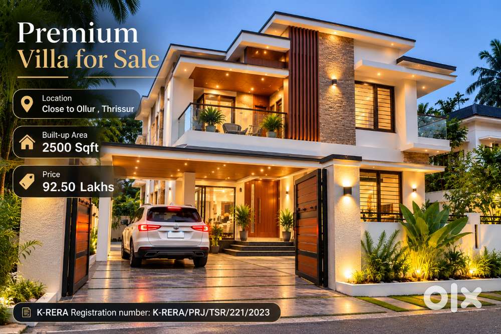 Near by Thrissur railway station Elite 3 bhk villas sale in thrissur