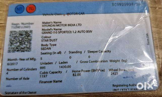Hundai Grand I1o 2017 Model Sportz Optional Automatic, Showroom Track