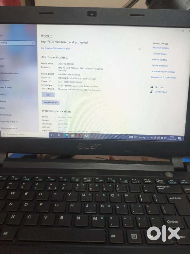 Acer Laptop AMD A6  4GB RAM  1TB HDD  Windows 10  Good Condition