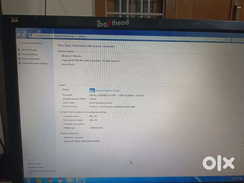 Computer along with monitor...500gb harddisk and 4 gb ram