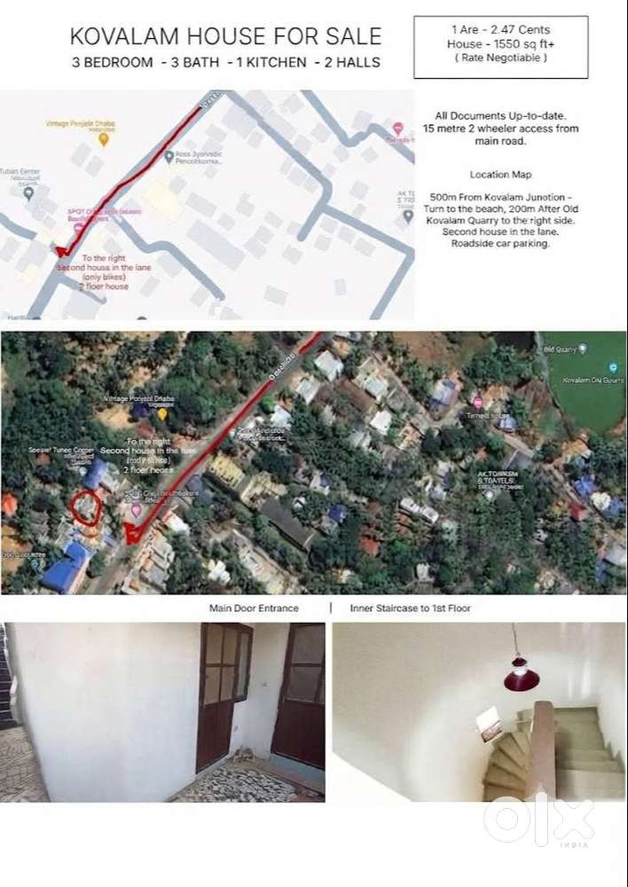HOUSE FOR SALE IN KOVALAM BEACH ROAD