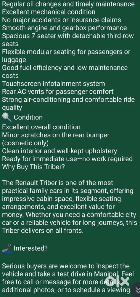 Triber For Sale Exelent Condition
