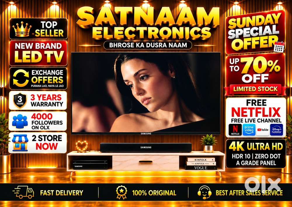 70% OFF NEW BRAND LED TV 3 YEARS WARRANTY 4K HDR
