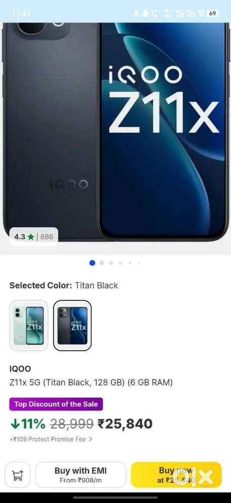 iQOO z11x, box and charger available.. but bill nhi hai