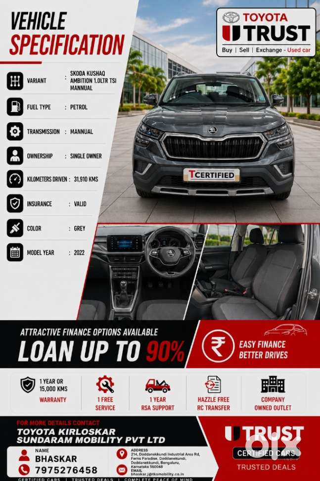 Skoda Kushaq 1.0 Tsi Ambition, 2022, Petrol