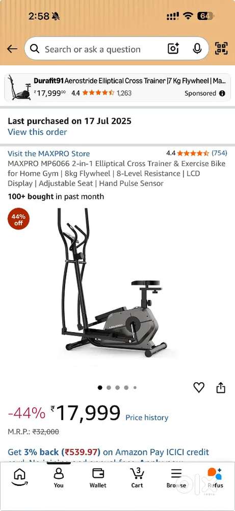 2-in-1 Elliptical Cross Trainer & Exercise Bike