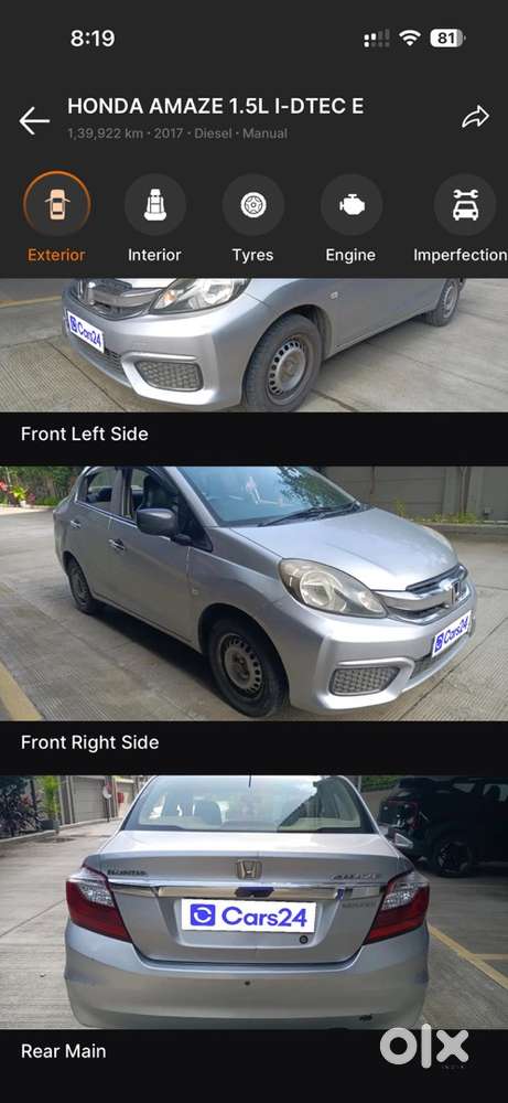 Honda Amaze Diesel 2017 - Silver Colour