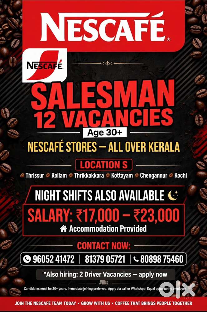 SALES MAN for NESCAFE COFFEE SHOP