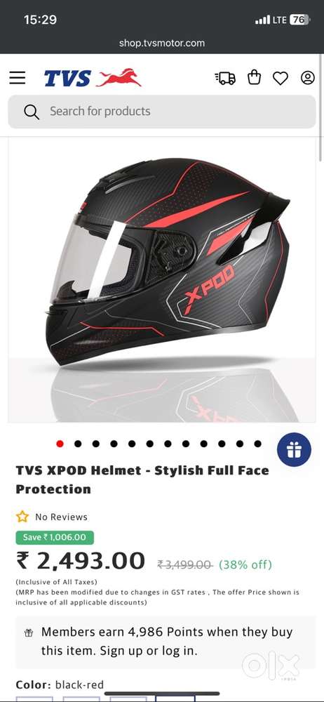 TVS XPOD Helmet Stylish Full Face Protection Spare Parts