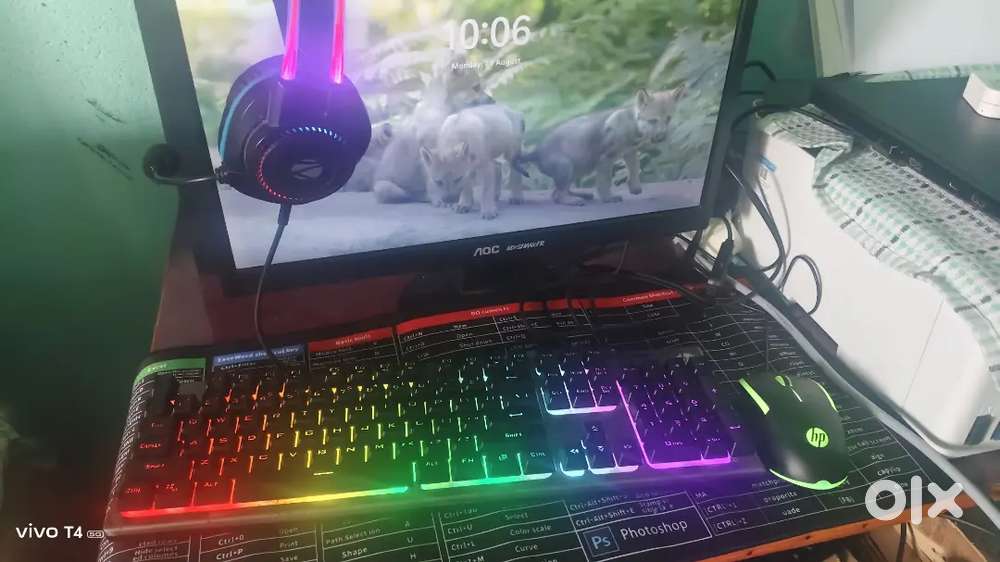 Pc 8+1100gb+ gpu+RGB keyboard mouse headphone+webcam+ new ups