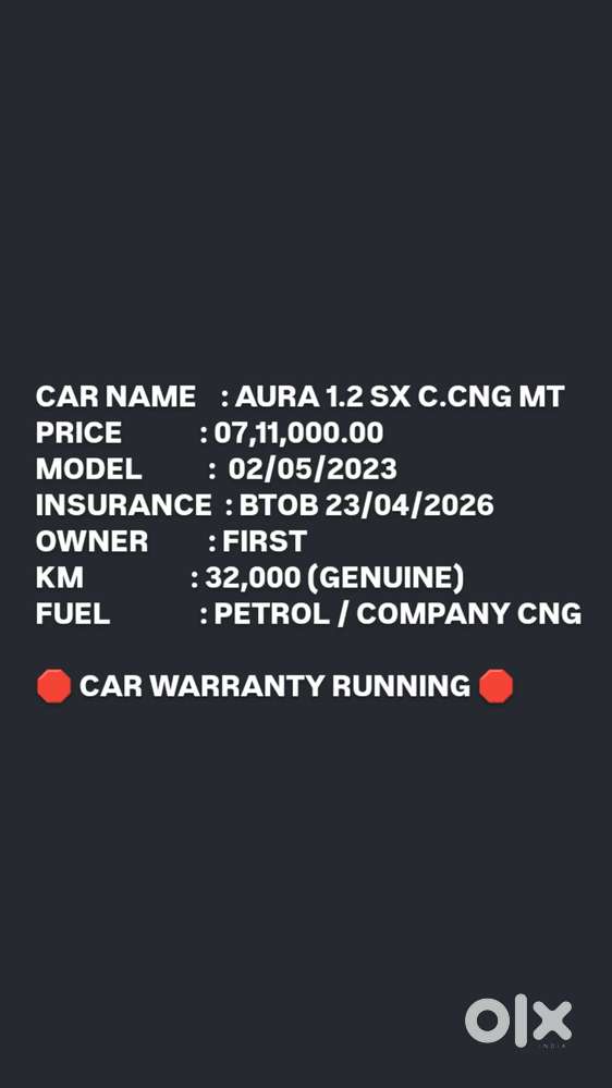 Hyundai Aura Sx 1.2 Cng, 2023, Cng & Hybrids