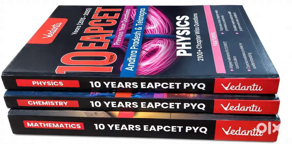 10 Years EAPCET PYQ Books &ndash; Physics, Chemistry & Mathematics