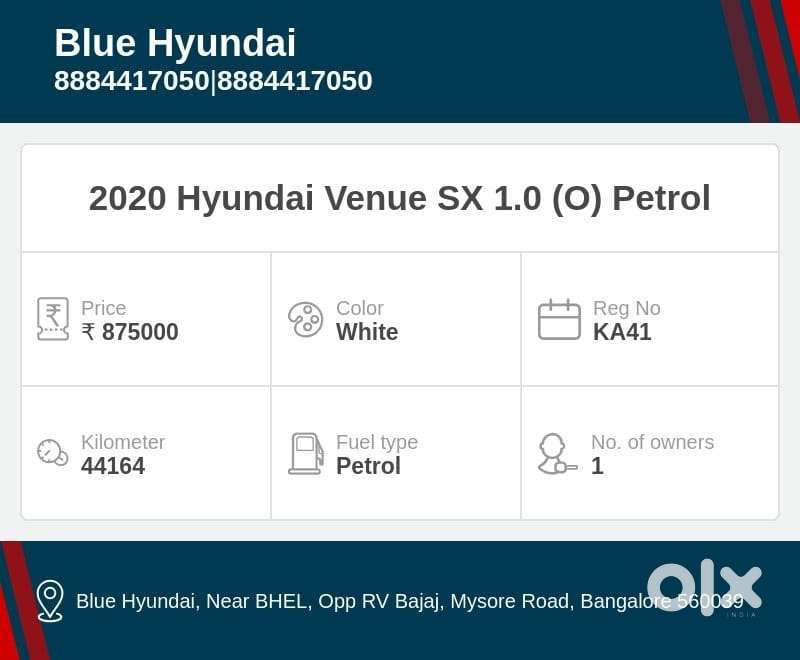 Hyundai Venue S Turbo, 2020, Petrol