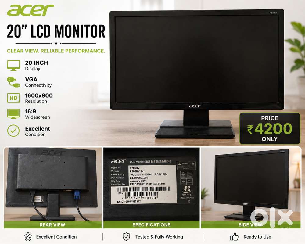 Acer 20” LCD Monitor P206HV – Excellent Condition - Hard Disks