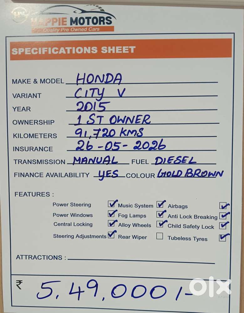 Honda City I Dtec V, 2015, Diesel
