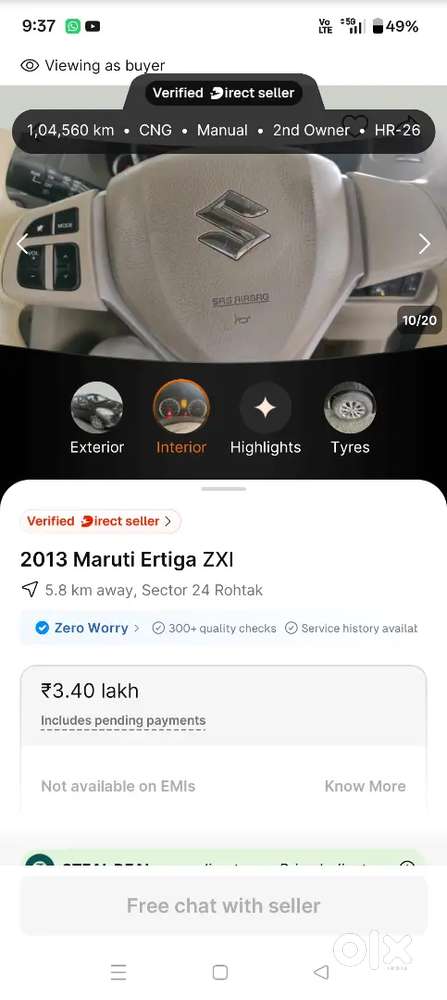 Maruti Suzuki Ertiga 2013 Petrol 106000 Km Driven