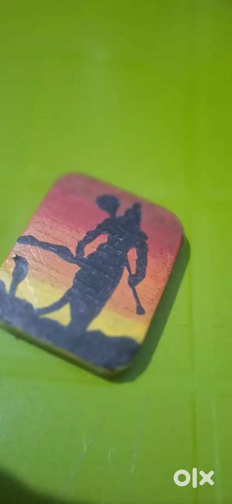 Two side painted Ram and Hanuman ji in a wood piece
