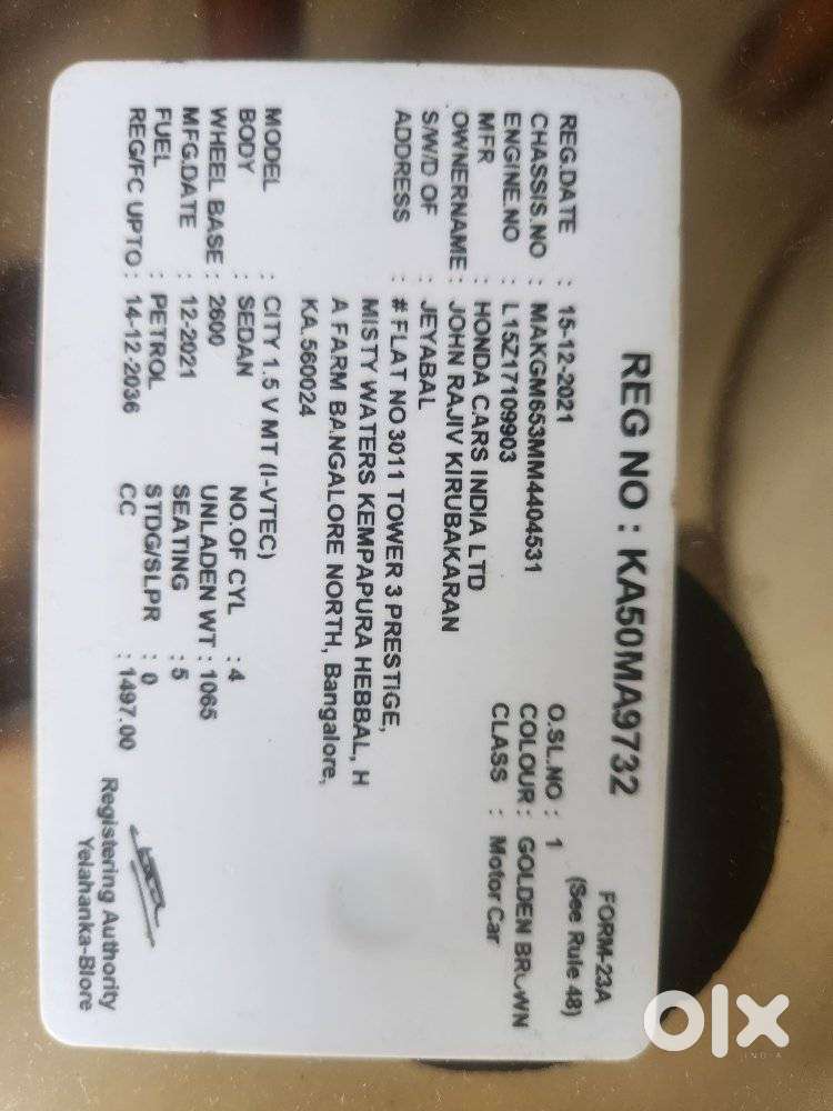 Honda City 1.5 V 5th Gen I-vtec Mt, 2021, Petrol