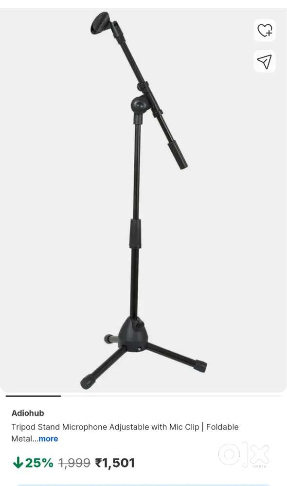 Tripod Stand Microphone Adjustable with Mic Clip