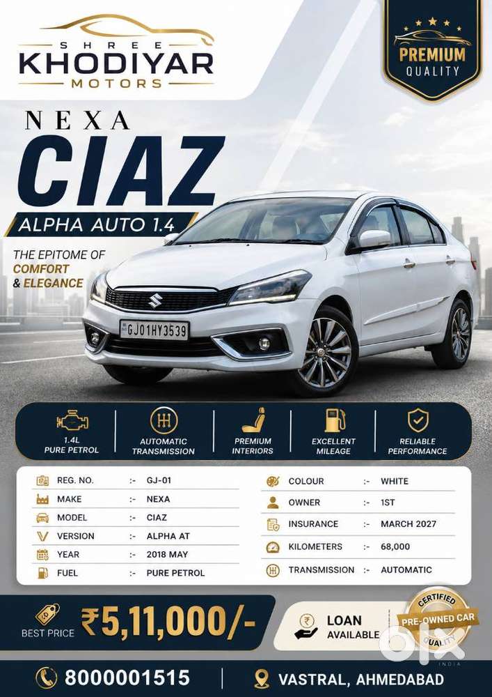 Maruti Suzuki Ciaz Alpha 1.5 At, 2018, Petrol