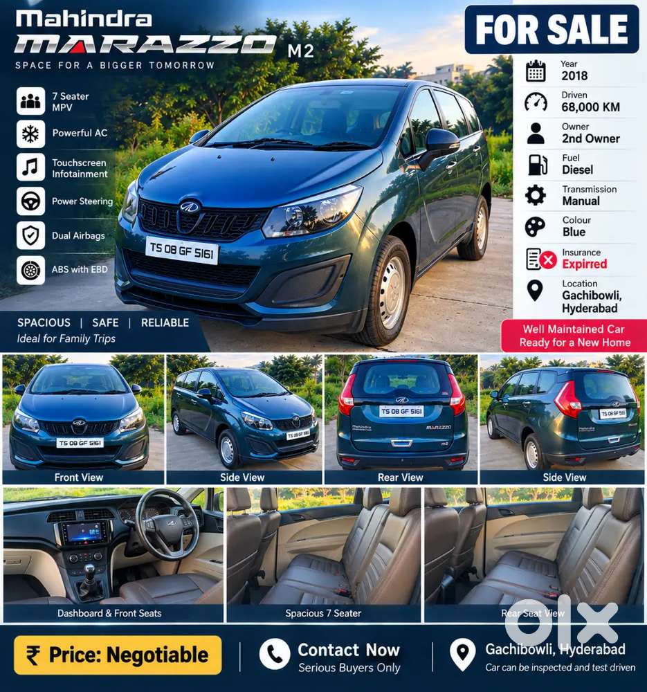 2018 Mahindra Marazzo M2 Diesel | 68k Km | 2nd Owner | Gachibowli