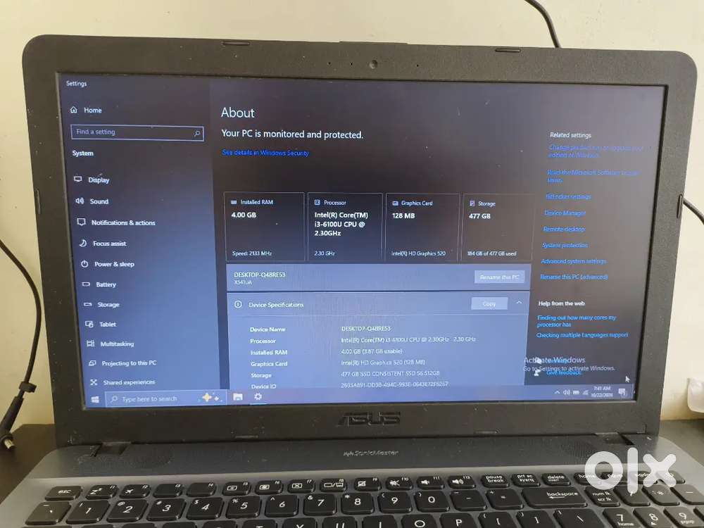 Asus Laptop - Core i3 6th Gen / 4GB RAM / 512GB SSD (Good Condition )