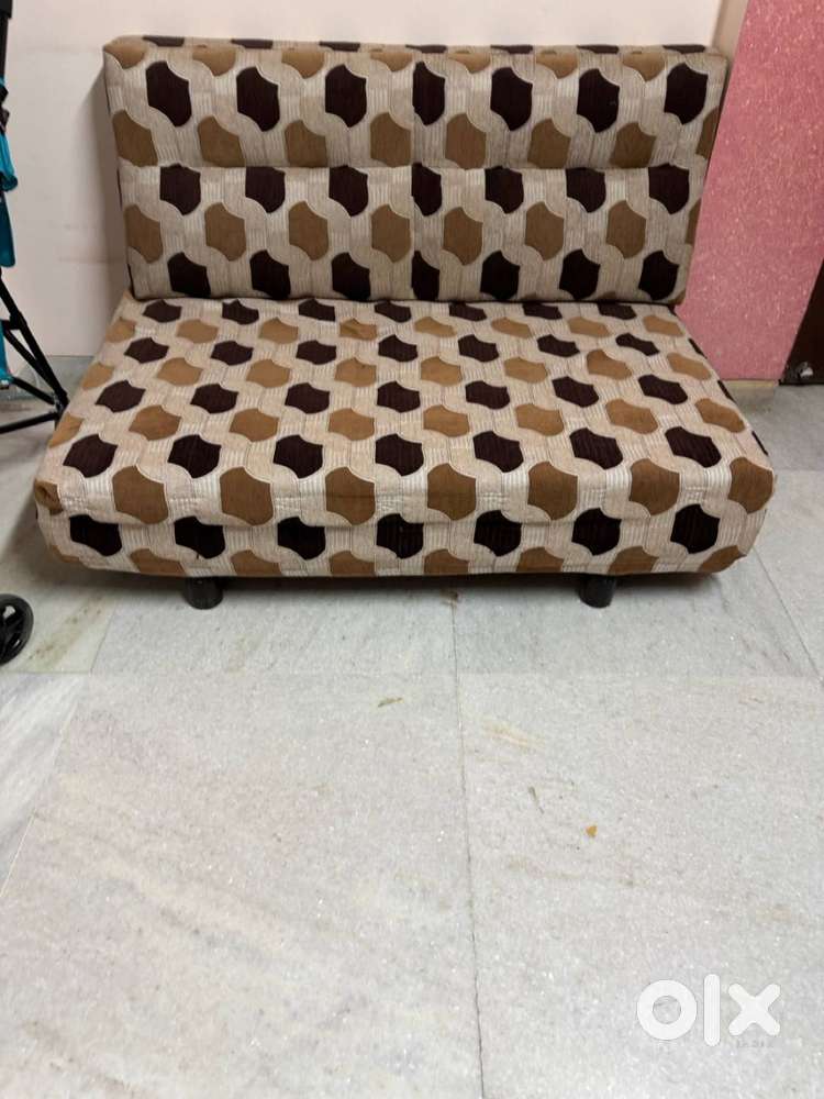 Sofa Cum Bed &ndash; 2 Seater, Foldable, Brown Pattern &ndash; Santacruz West