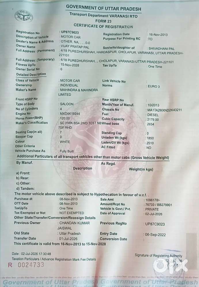 Mahindra Scorpio 2013 Diesel Manual 200000 Km