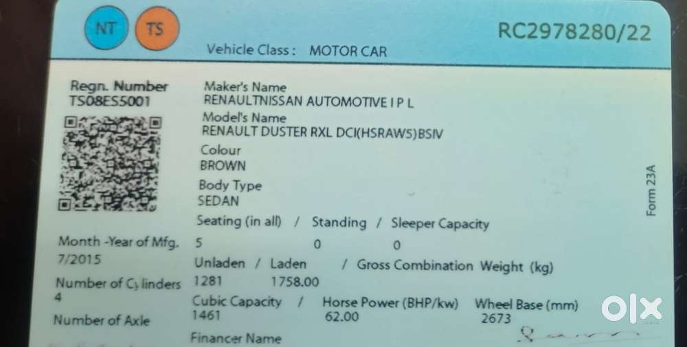 Renault Duster 110ps Diesel Rxl, 2015, Diesel