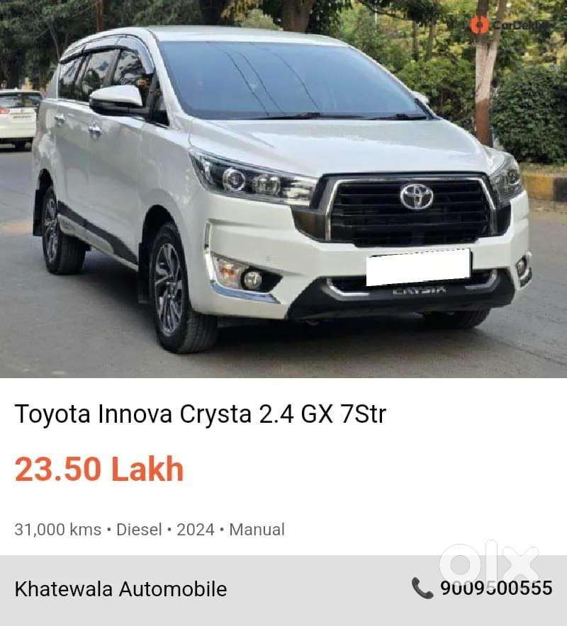 Toyota Innova Crysta [2020-ongoing] 2.4 Vx 8 Str, 2024, Diesel