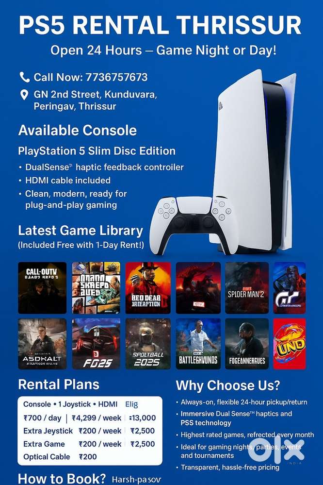 PS 5 Rental Thrissur play station sony Rental - Games & Entertainment ...