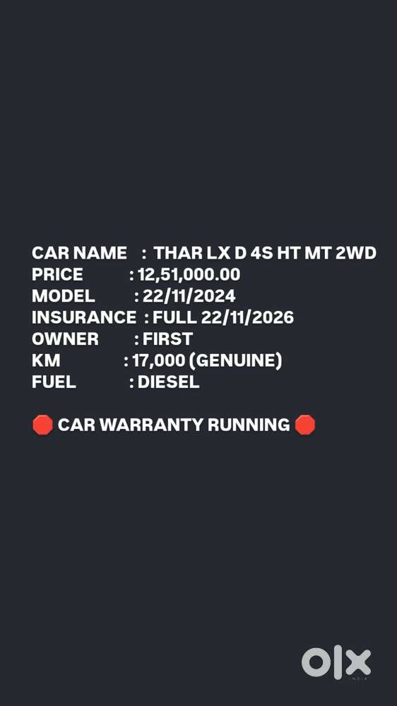 Mahindra Thar Lx Hard Top Diesel Mt Rwd, 2024, Diesel