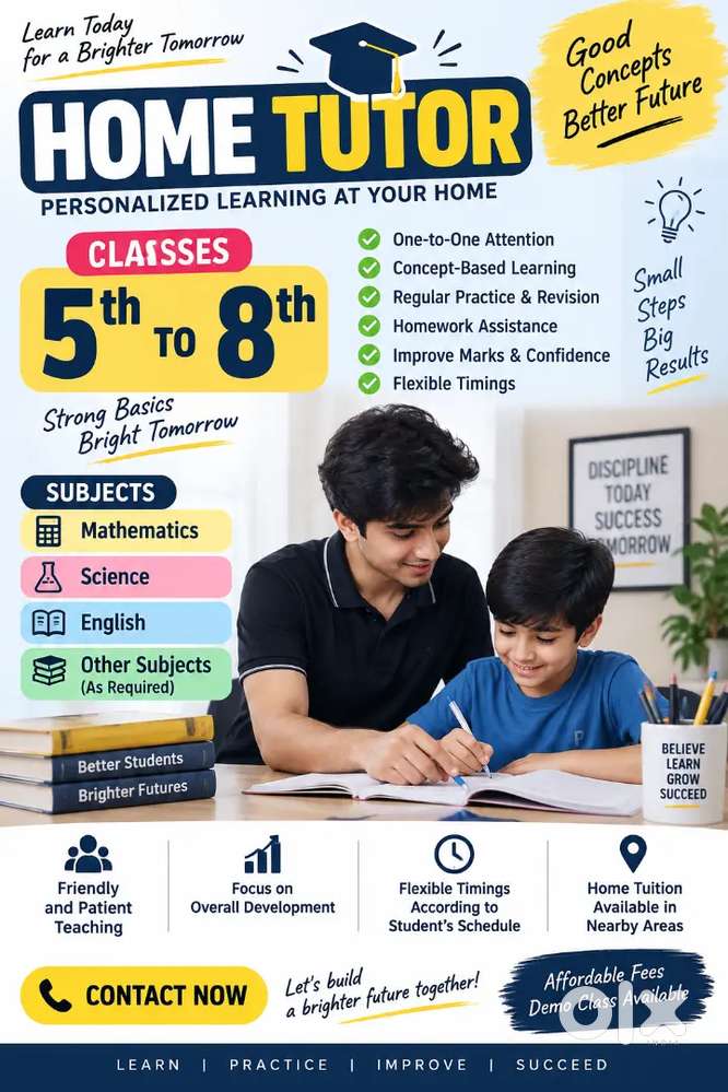 Personal Home Tutor For Class 5 to 8