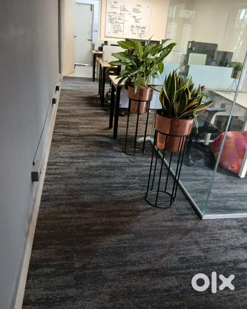 Office floor mats. Office workstation. Glass partition. Almunium work