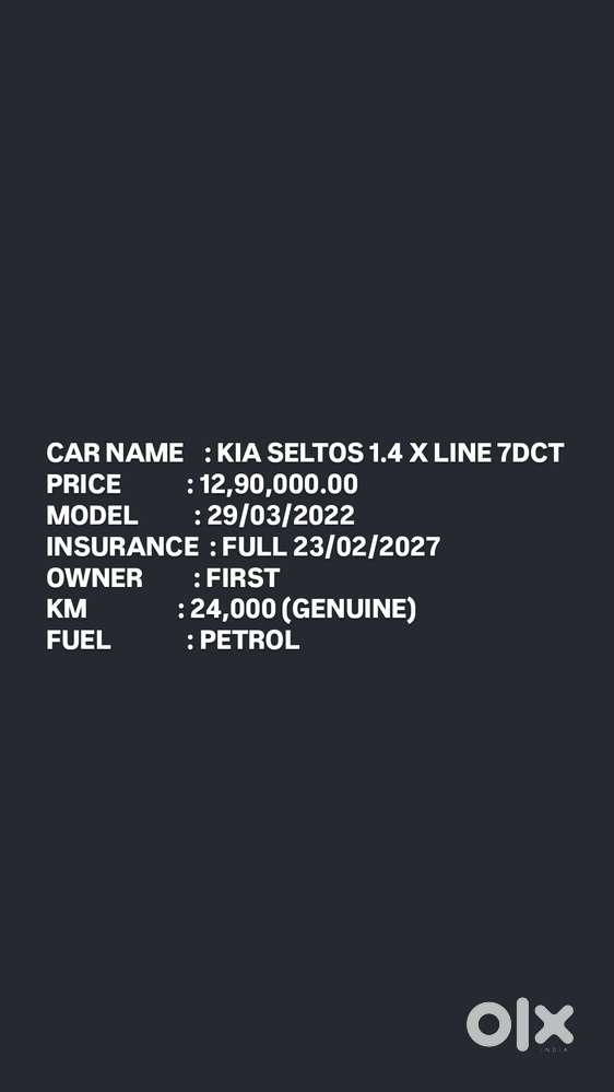 Kia Seltos X Line 1.4 Dct, 2022, Petrol