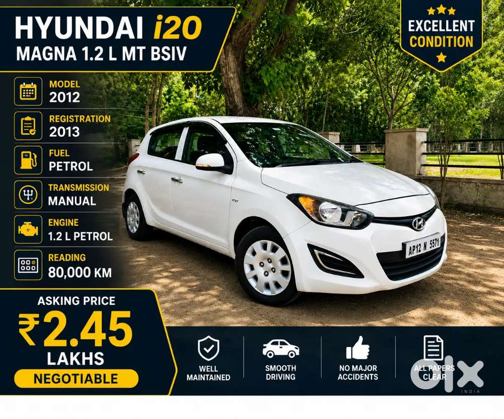 Hyundai I20 1.2l Magna Model 2012 Registration 2013 Good Condition