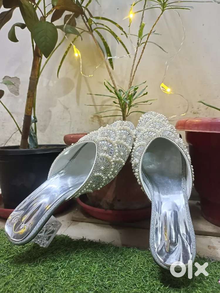 Fancy Silver Beaded Sandals Party Wedding Women 1821907450