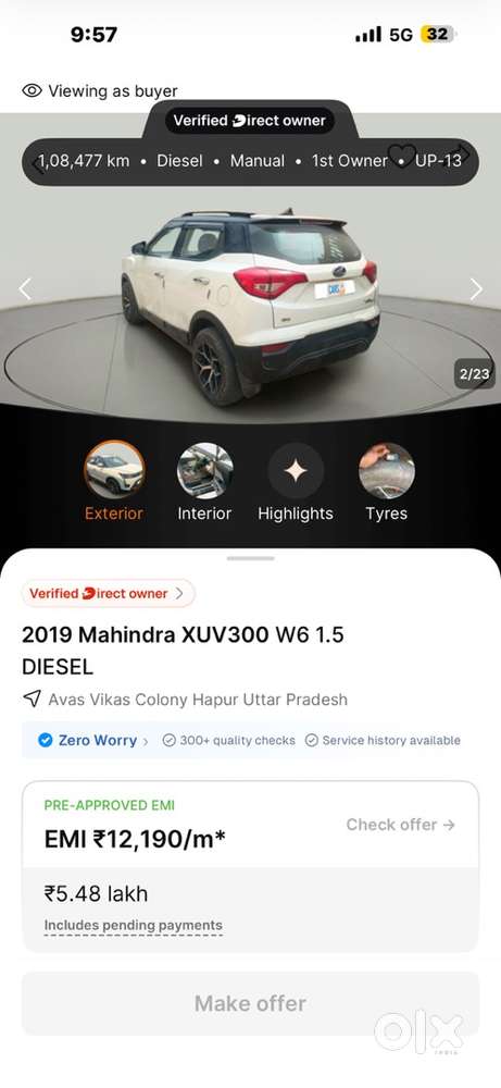 Mahindra Xuv300 2019 Diesel Well Maintained