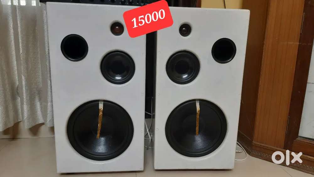 Speaker box, piano, door, woofer, midrange, tweeter,