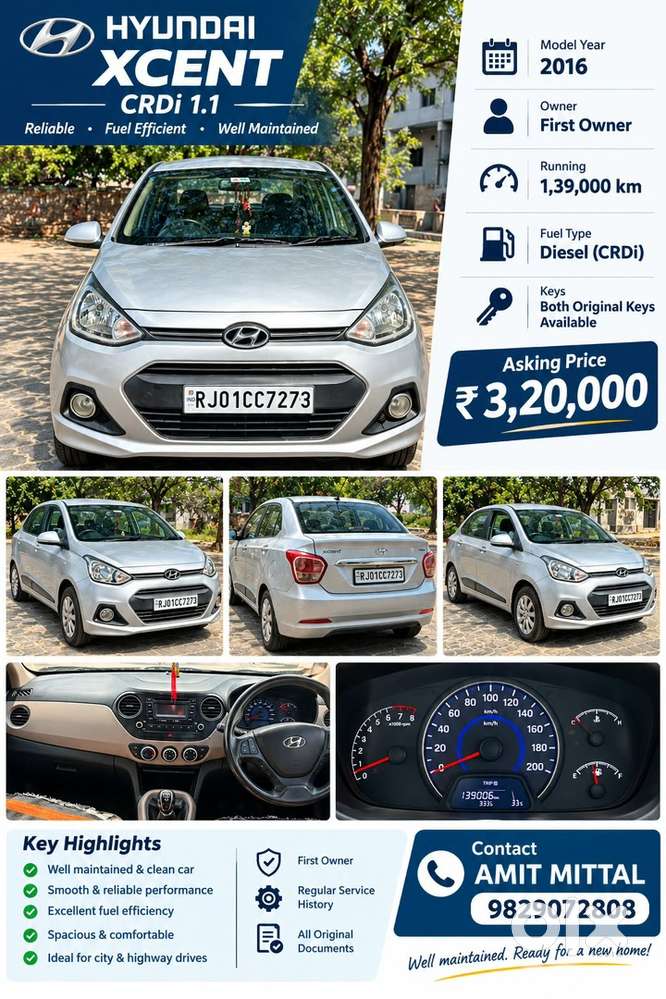 Hyundai Xcent Diesel 2016 Car