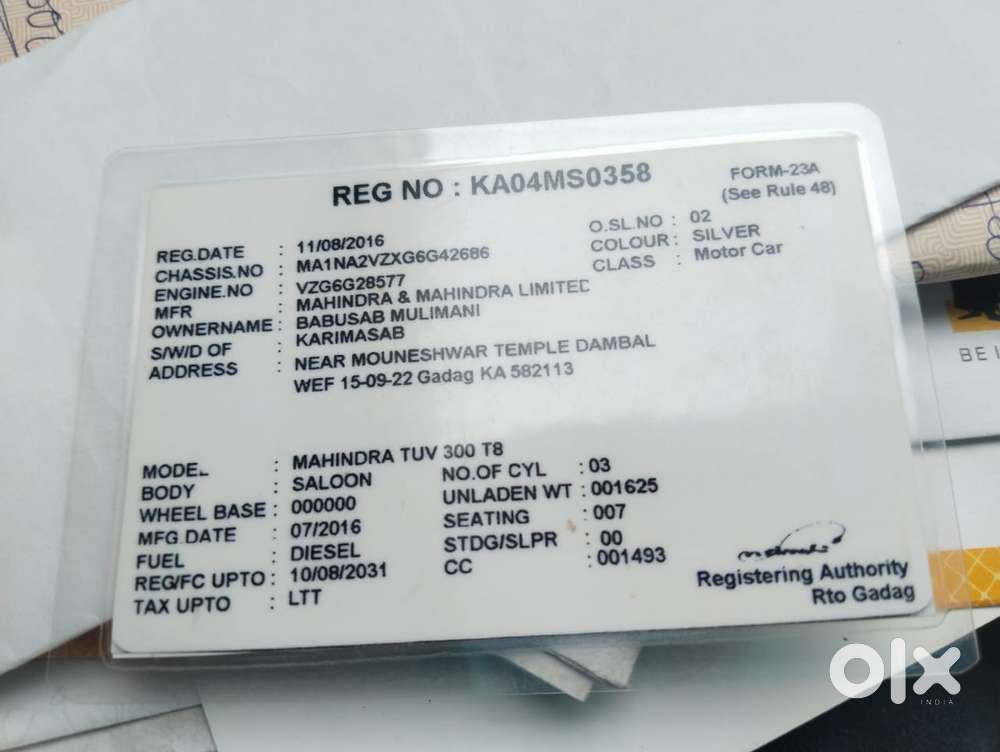 Mahindra Tuv 300 T8, 2016, Diesel
