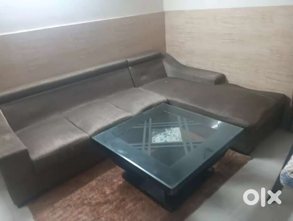 6 seater L type sofa with center table