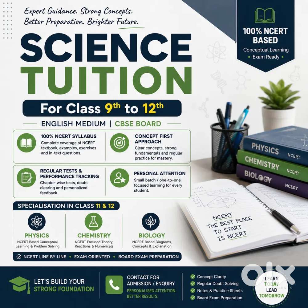 Tutions From Classes 9-12 CBSE English Medium