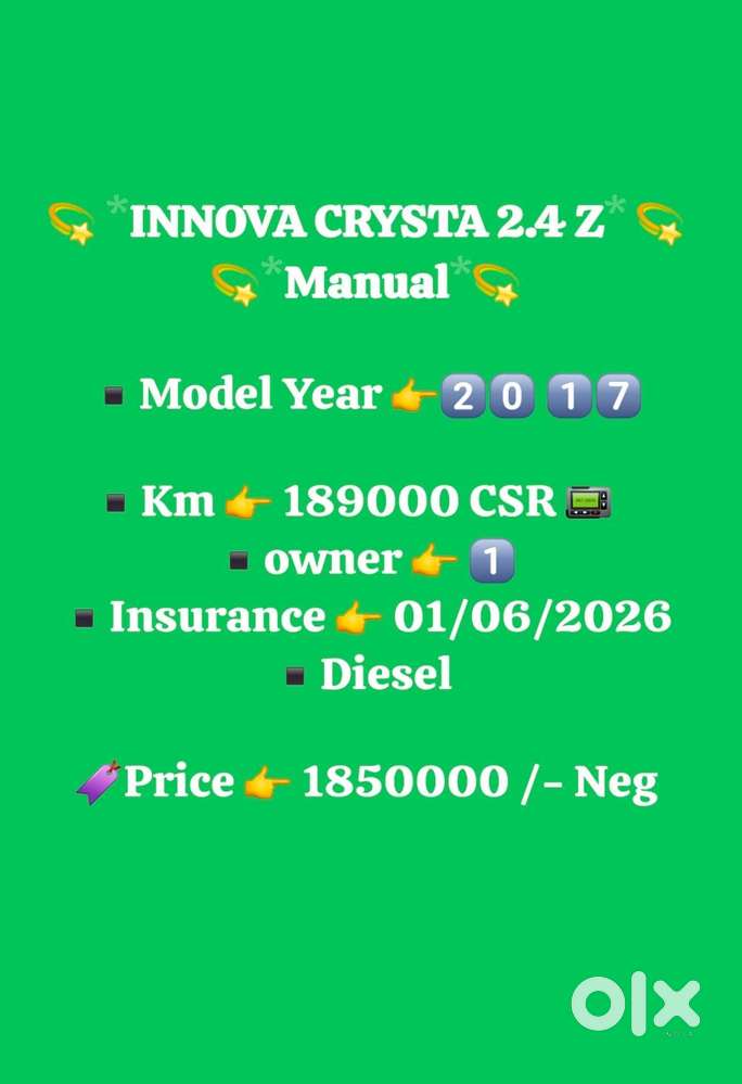 Toyota Innova Crysta 2.4 Z 7 Str, 2017, Diesel