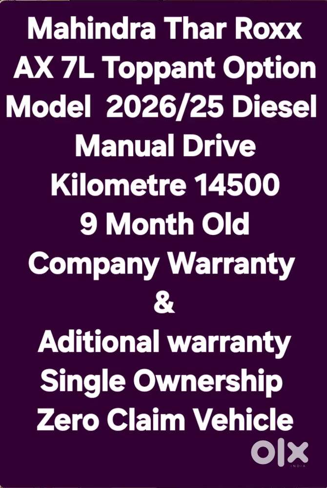 Mahindra Thar Roxx Diesel Manual 2026/25 [9month Old]